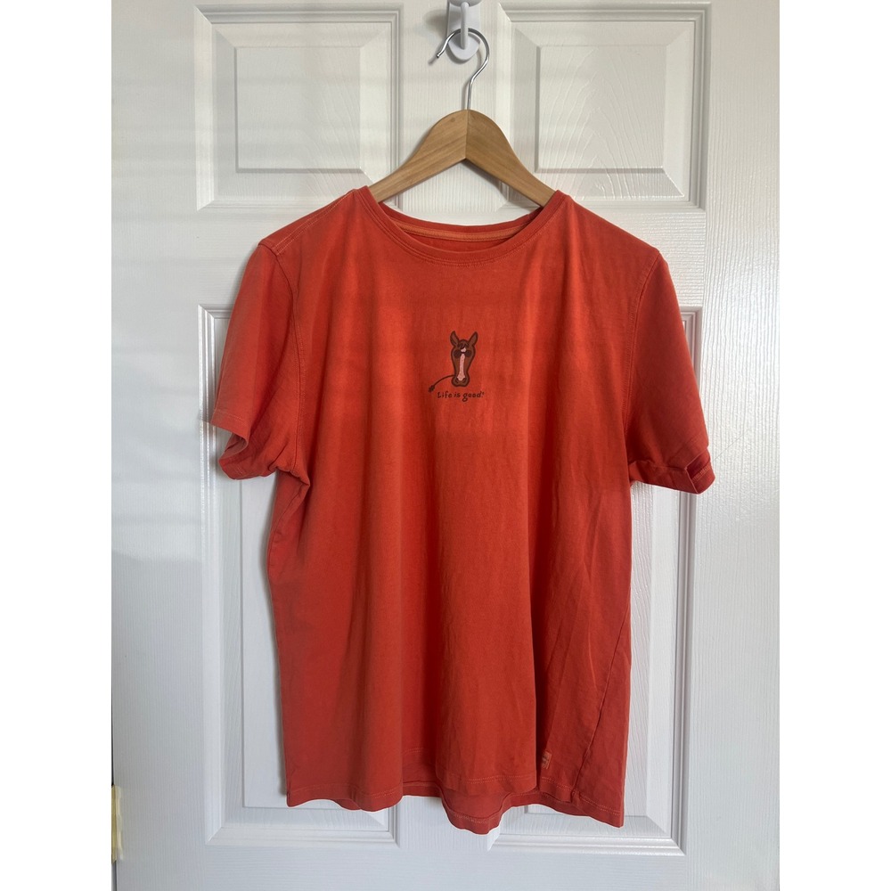 Life Is Good Women's L Rust Orange Horse Graphic Tee 100% Cotton